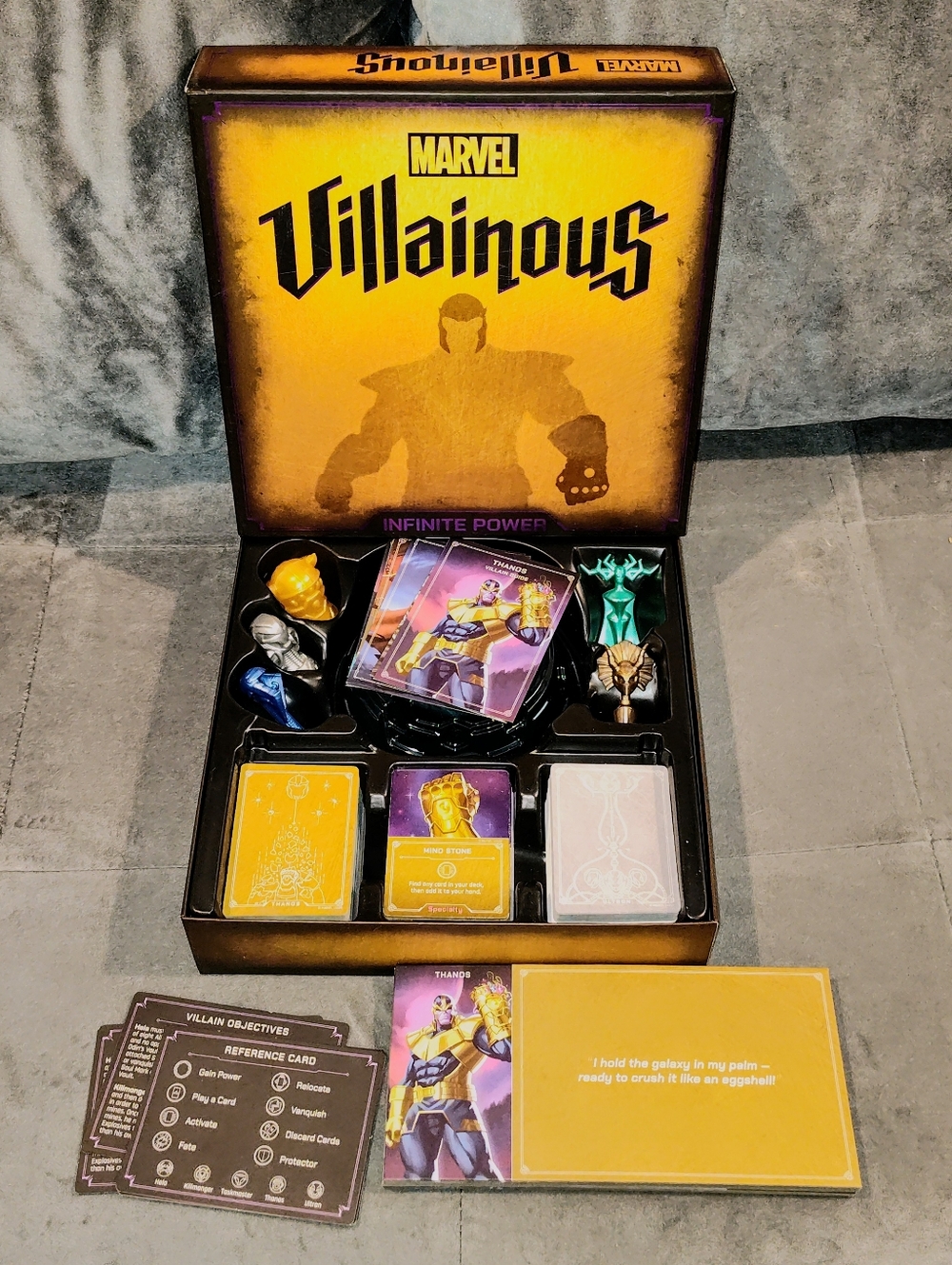 NOB MARVEL VILLAINOUS INFINITE POWER BOARD GAME GOLD BOX ARTWORK COMPLETE GAME